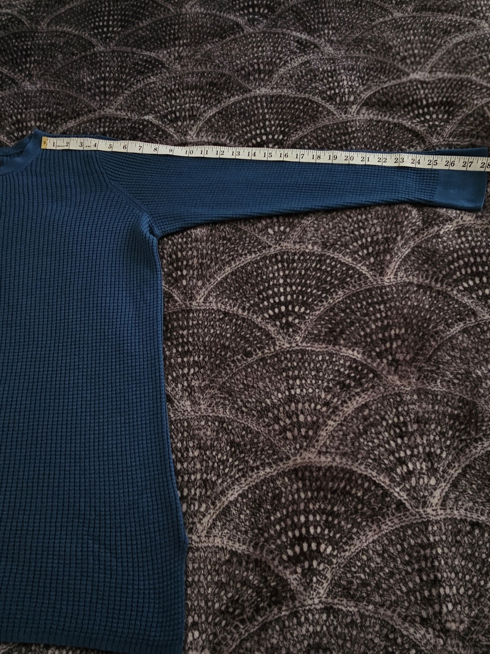 NWOT Avenue Men’s Teal Blue Waffle Knit Henley Shirt Size L (14/16) - Picture 12 of 14